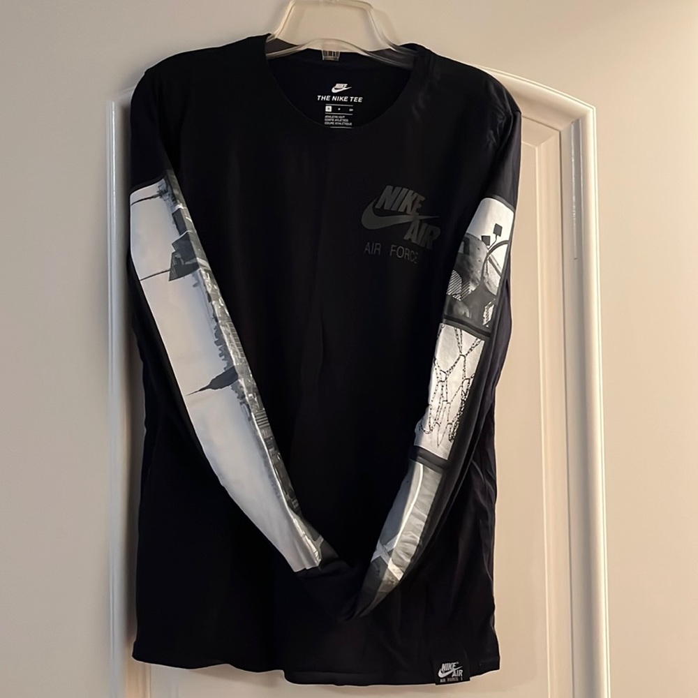 Nike Black Long Sleeve Tee with Graphic Sleeves